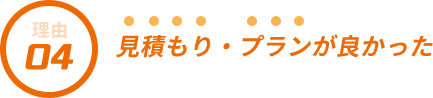 選ばれる理由4 見積もり・プランが良かった