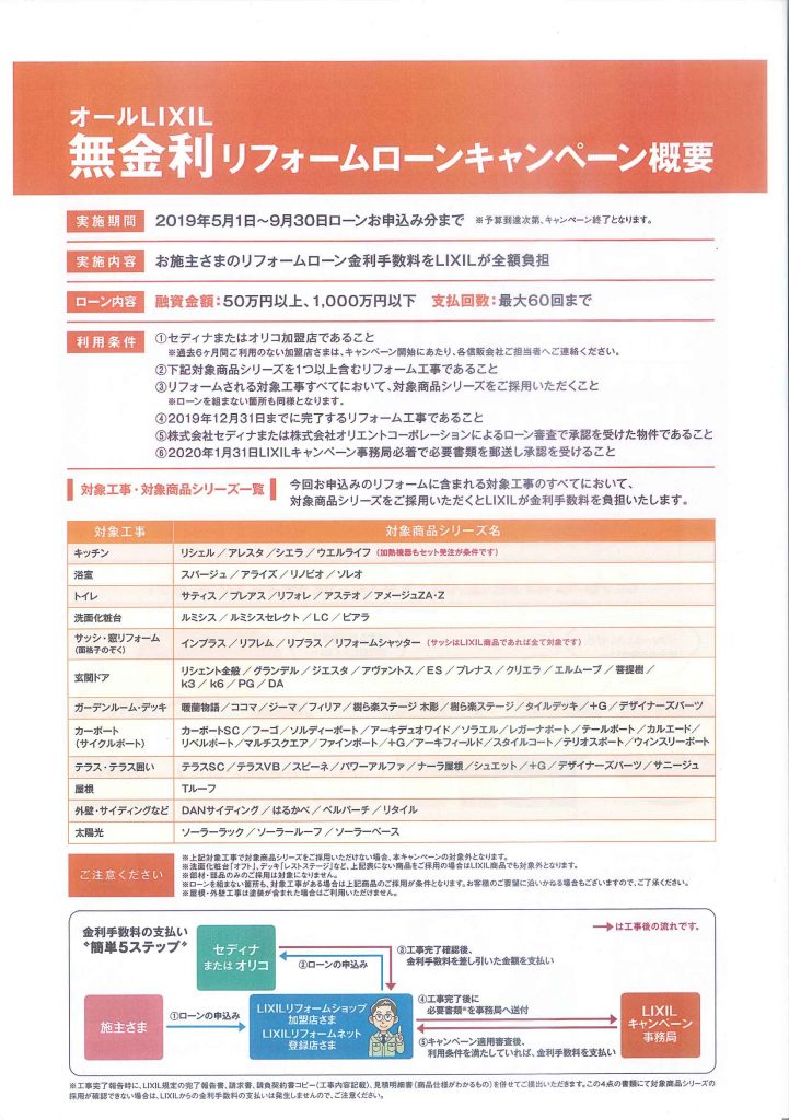 LIXIL無金利ローンキャンペーン!